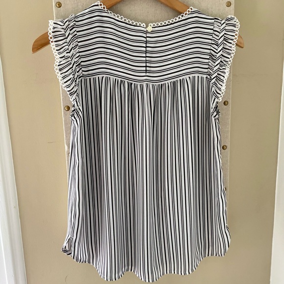 LOFT Top Striped Short Sleeve Blouse XS Petite - Picture 5 of 8